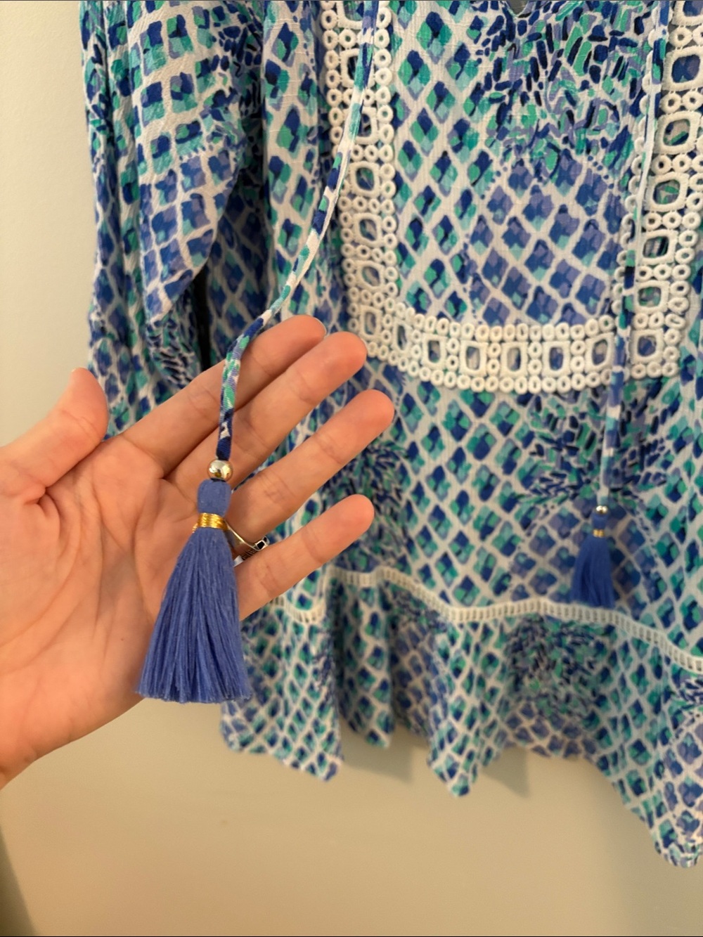 Lilly Pulitzer Blue & Teal Printed Tunic Top - Picture 5 of 12